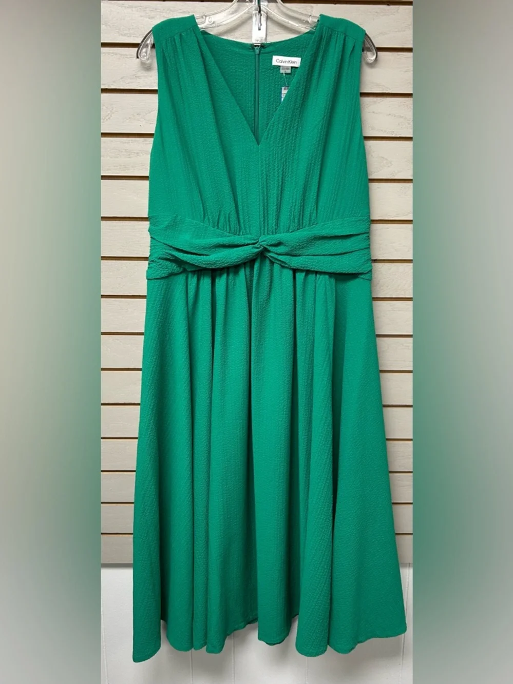 Calvin Klein Green V-Neck Knotted Waist Maxi Dress - Picture 5 of 7